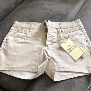 High waisted khaki shorts